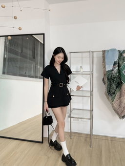 EVA V-CUT ROMPER (BLACK)