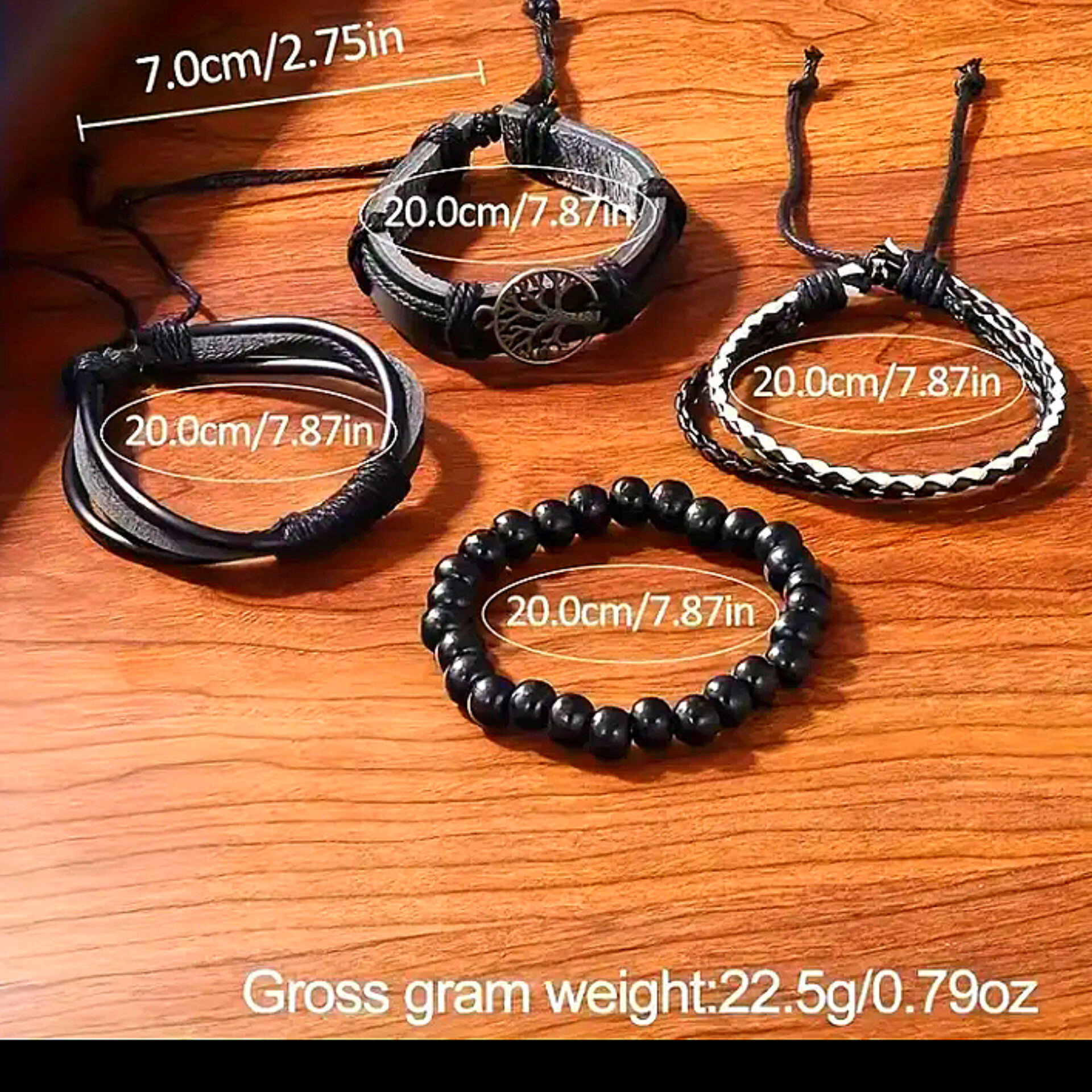 5pcs men's sporty quartz watch set with life tree beaded bracelets-sleek black faux leather strap,round dial,non-waterproof-ideal for valentine's,birthdays,eid AI-Adha Gifts,watch accessories_2