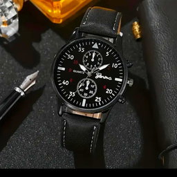 5pcs men's sporty quartz watch set with life tree beaded bracelets-sleek black faux leather strap,round dial,non-waterproof-ideal for valentine's,birthdays,eid AI-Adha Gifts,watch accessories
