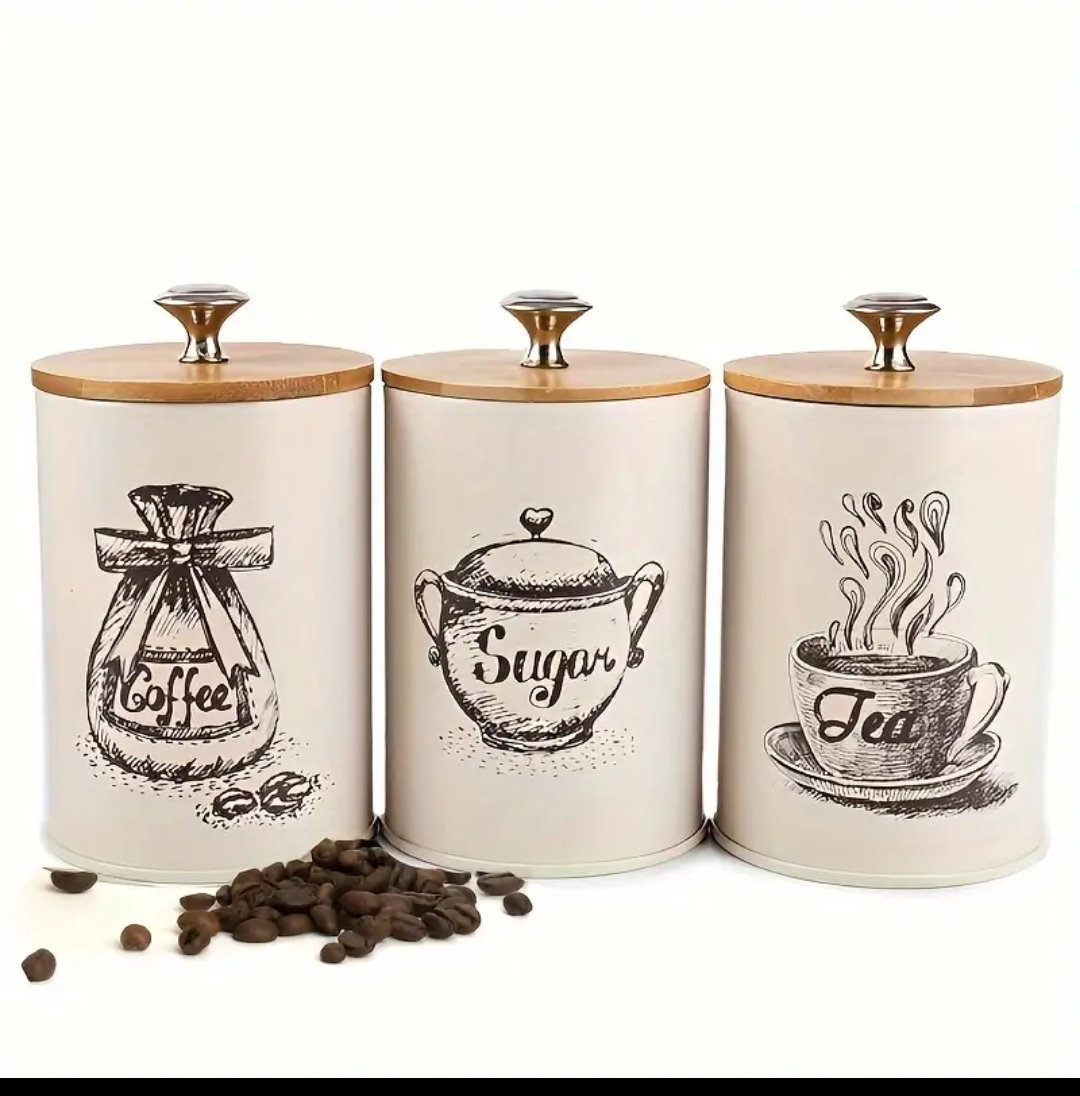 3pcs Metal Kitchen Storage Canister Set