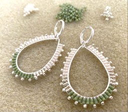 Silver Teardrop Earrings - Glazed Pistachio 