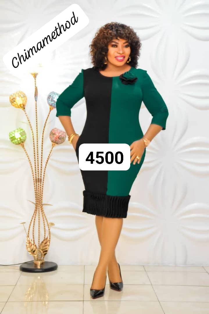Side Sexy Gown - Forest Green/Black Combo