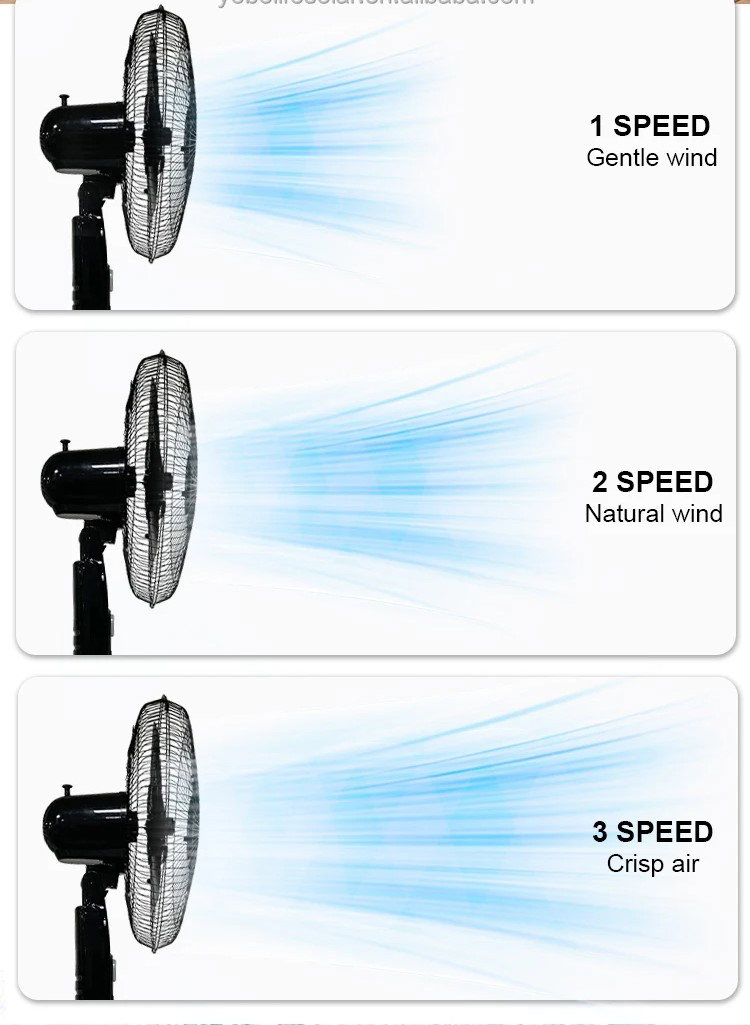 Solar Fan with 2 bulbs and panel-16 inches standing Rechargeable solar fan_3