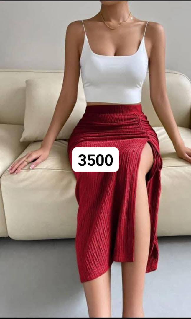 Sexy 2 Piece - White Top/Red Skirt