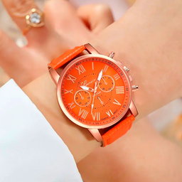 10pcs fashionable quartz watch set,round zinc alloy case,analog display,shock-resistant,faux leather strap,non-rechargeable button battery included