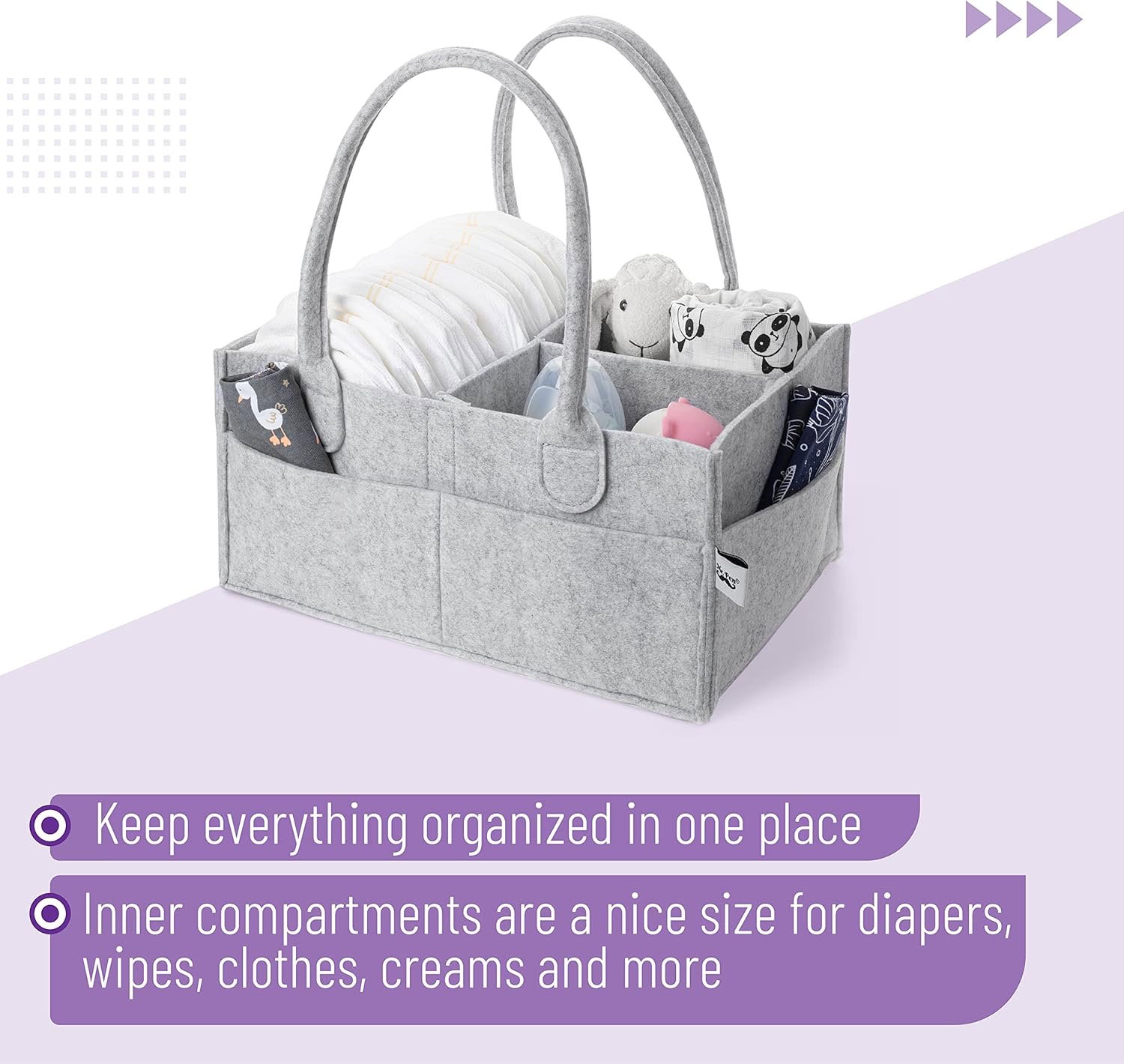 Baby Diaper Caddy Organiser, Car Caddy, Portable Organiser for Changing Table Nursery_1