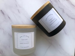 White frosted Bamboo Top (400ml Glass Jar)