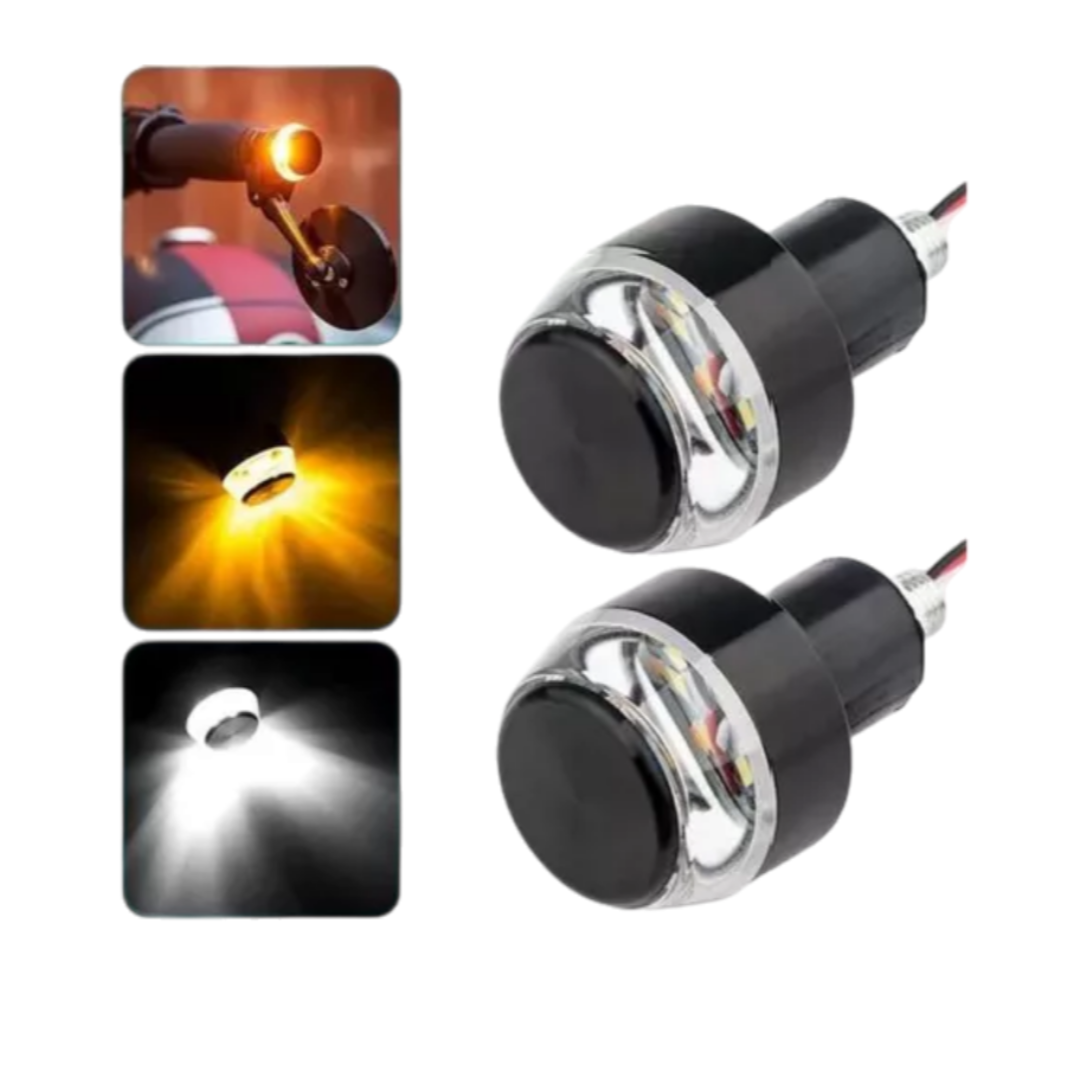 Par de luces de cruce para puños de moto _0