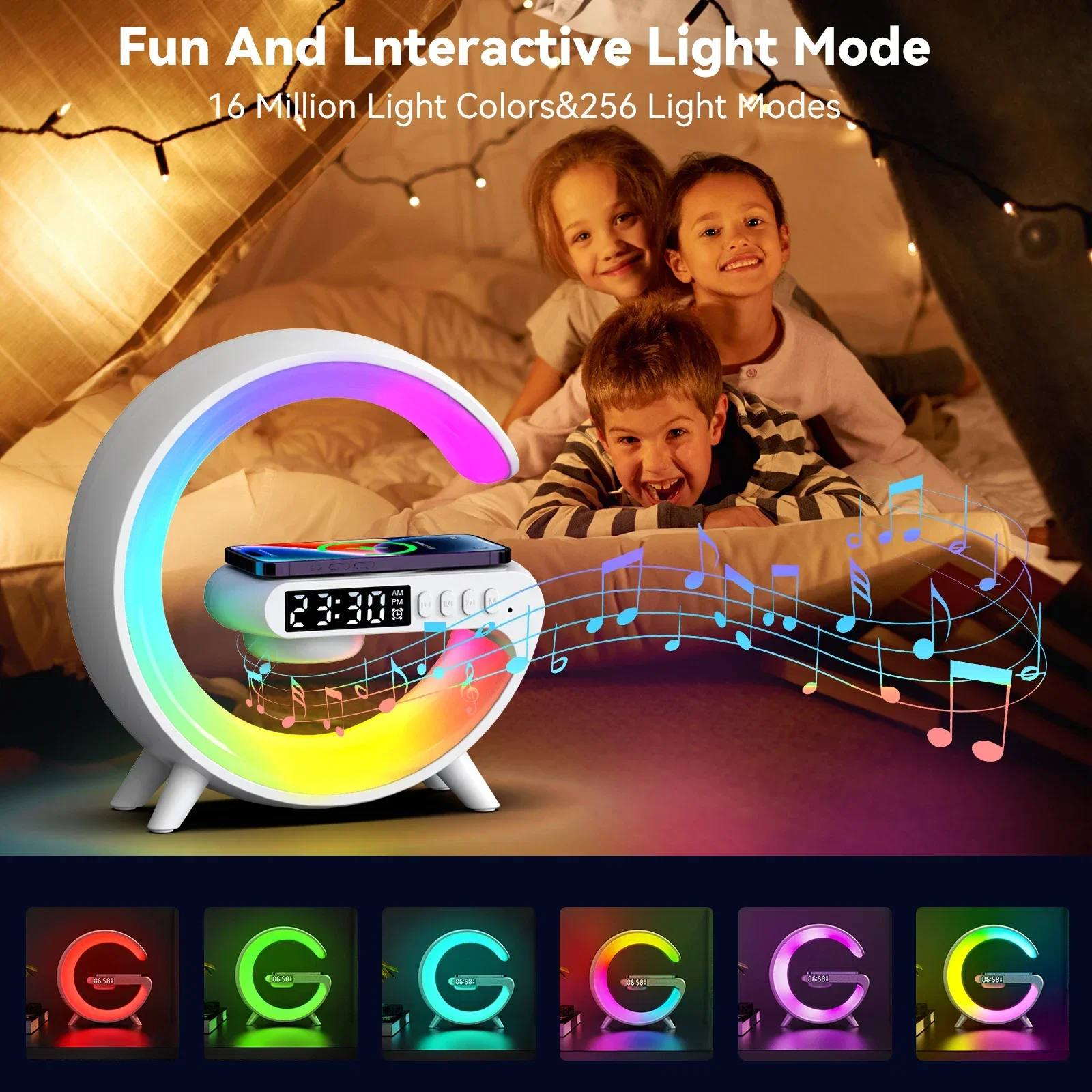 Multifunction Wireless Charger Pad Stand Speaker TF RGB Night Light 15W Fast Charging Station for iPhone Samsung Xiaomi Huawei_4