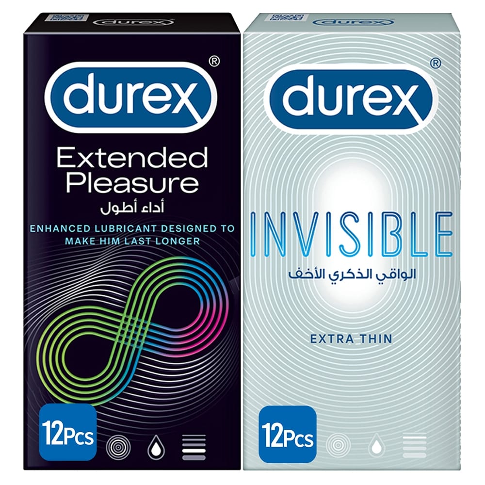 Durex Condoms Fun Bundle - Extended Pleasure 12 Pcs + Invisible 12 Pcs_0