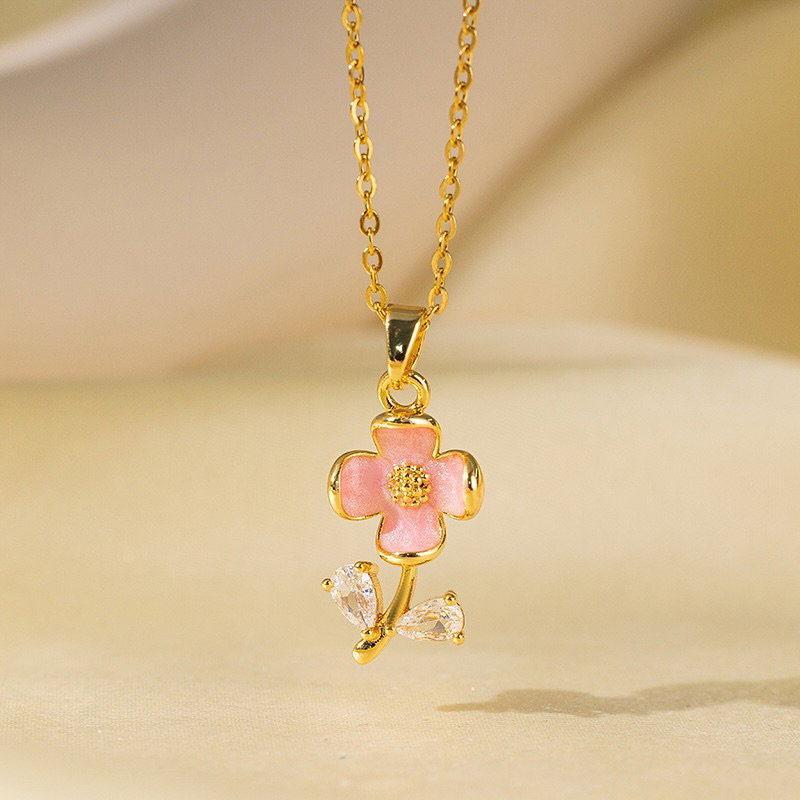 Pink Flower 18K Necklace_0