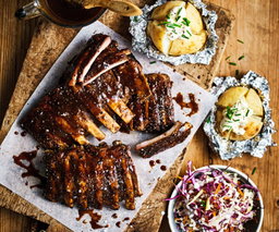 Sticky Ribs & Wings with tangy Coleslaw
