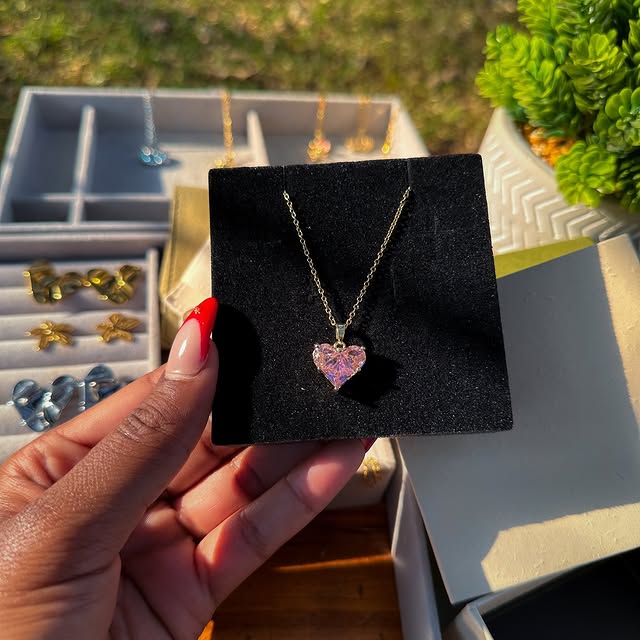 Pink Heart Necklace 18K_0