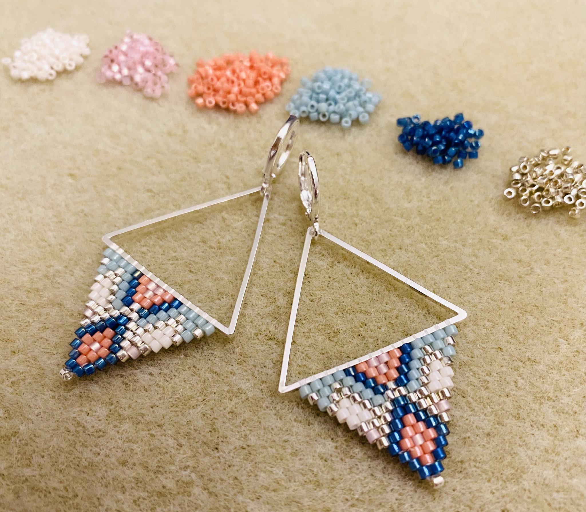 Silver Aztec Earrings - Denim Rose_1