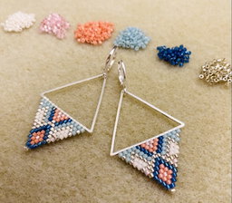Silver Aztec Earrings - Denim Rose