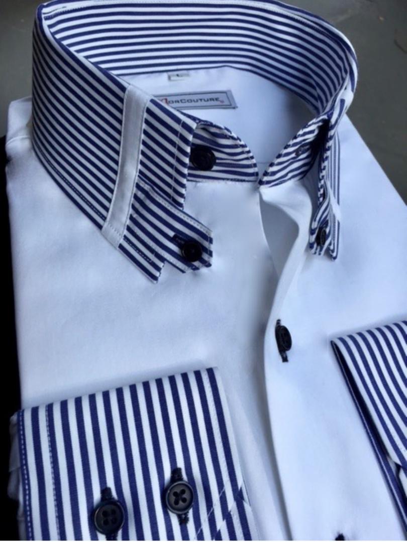 Blue stripped tabcollar longsleeve