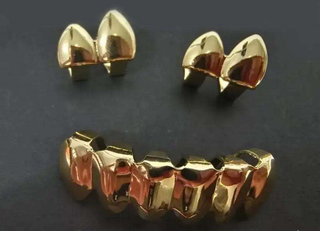 Gold #Partial upper + full lower grillz_0