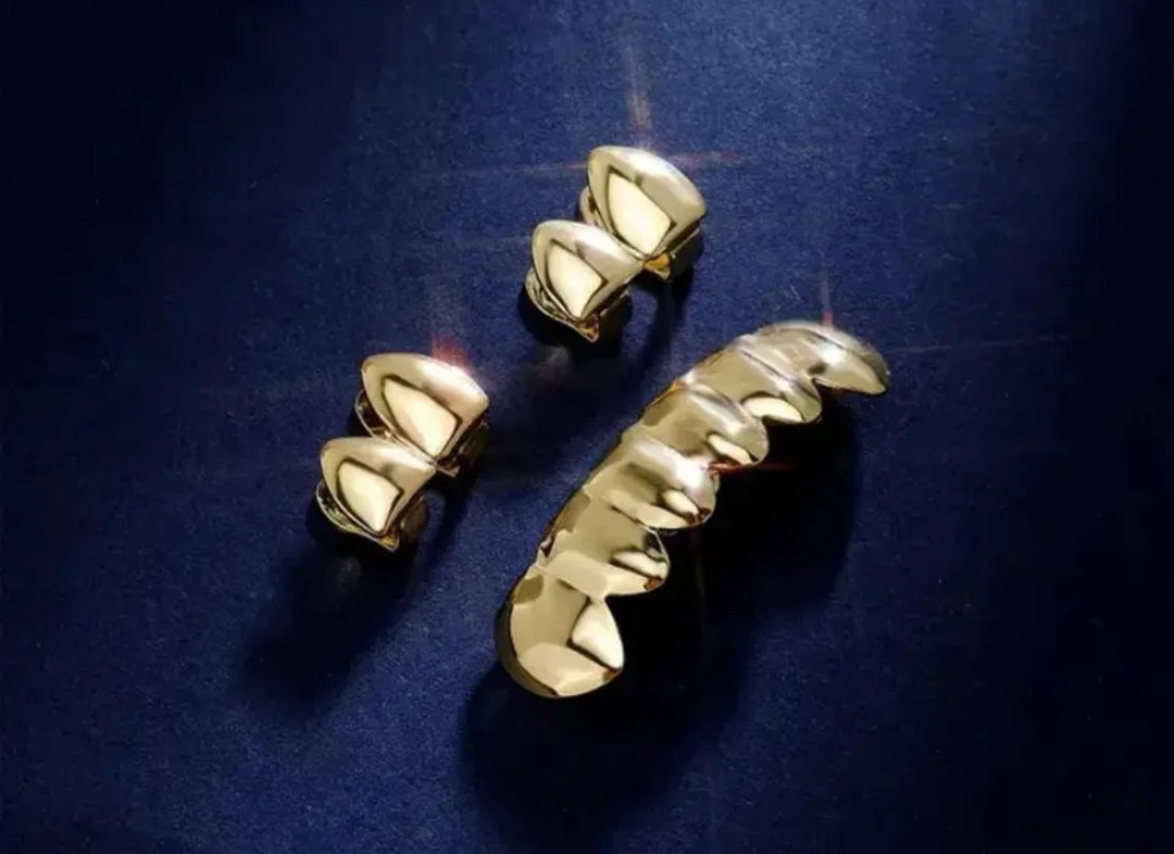 Gold #Partial upper + full lower grillz_1