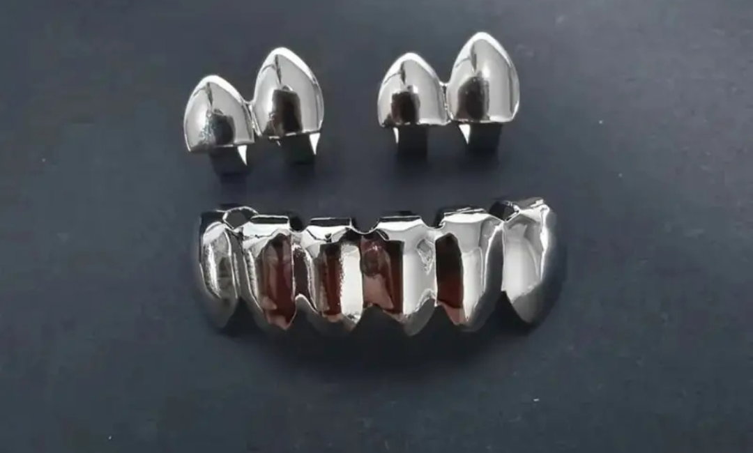 Silver #Partial upper + full lower grillz_0