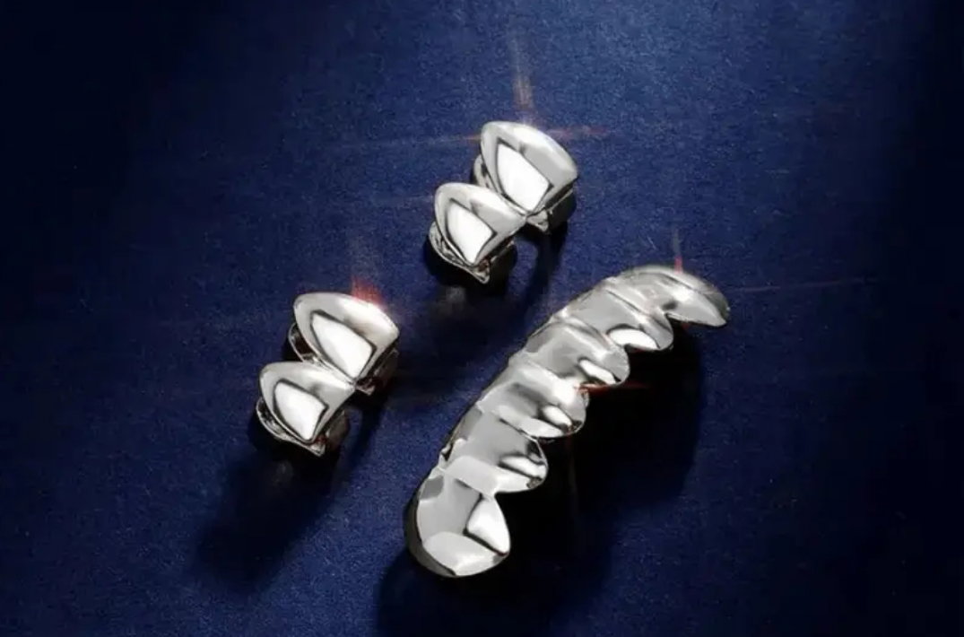 Silver #Partial upper + full lower grillz_1