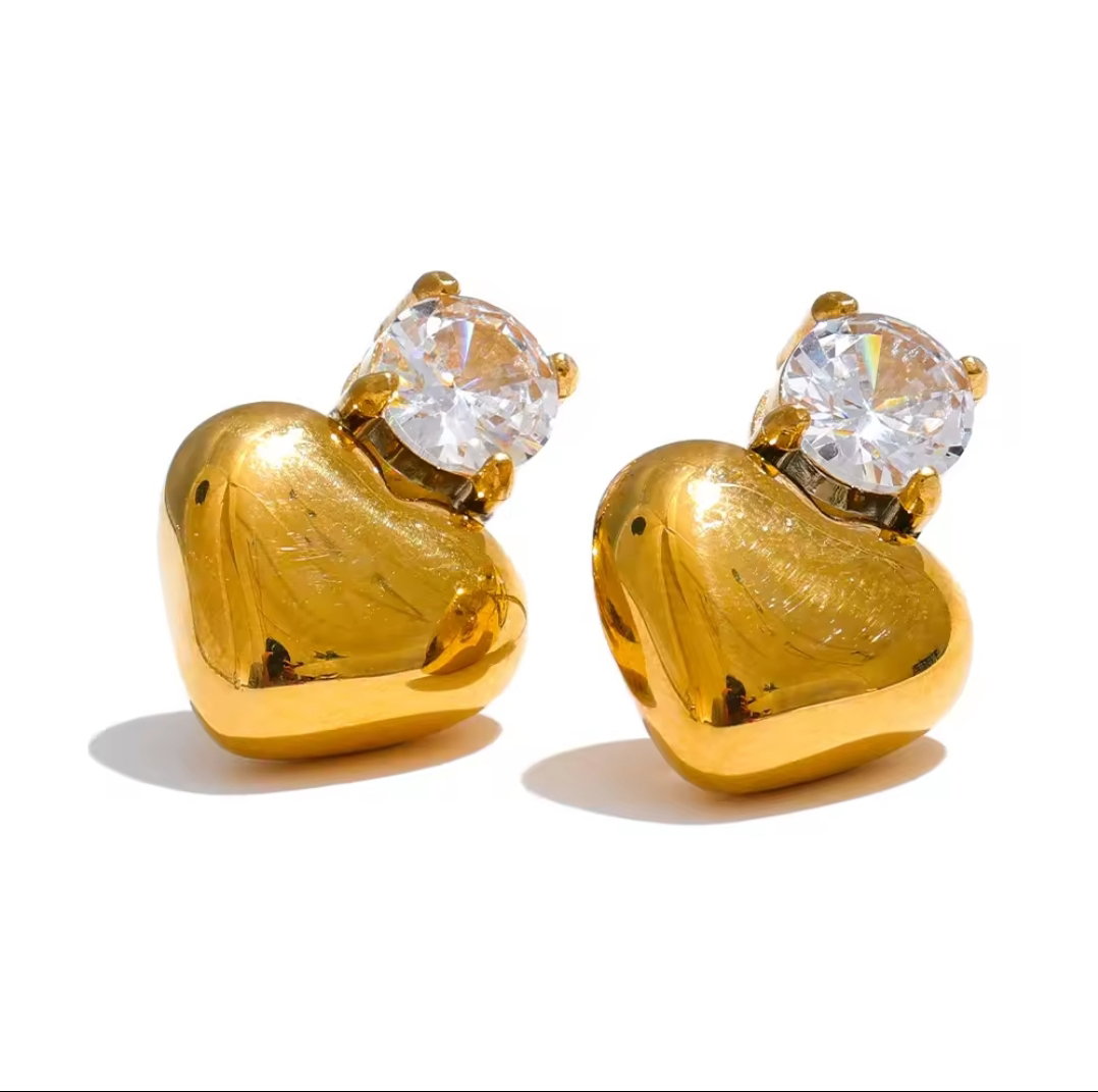 Diamond Heart Stud - Gold_0