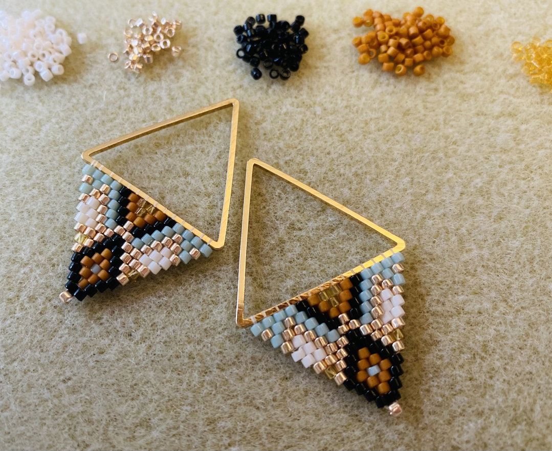 Gold Aztec Earrings - Desert Sky