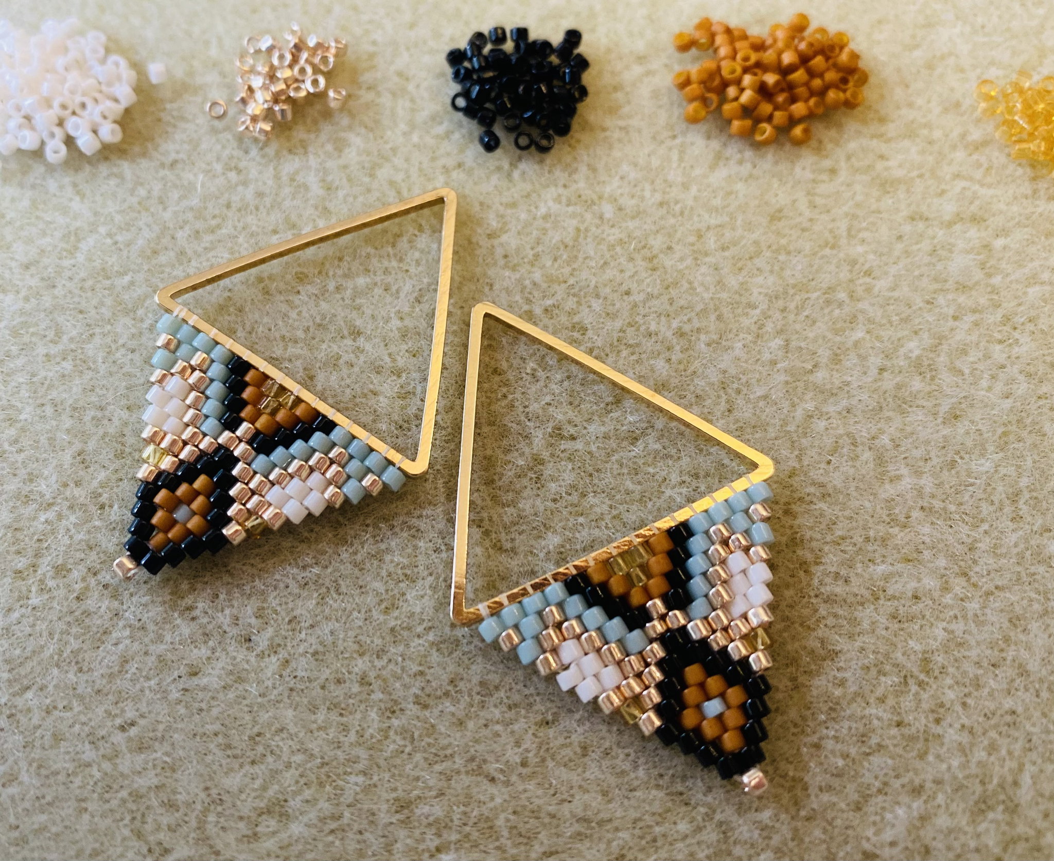 Gold Aztec Earrings - Desert Sky_0