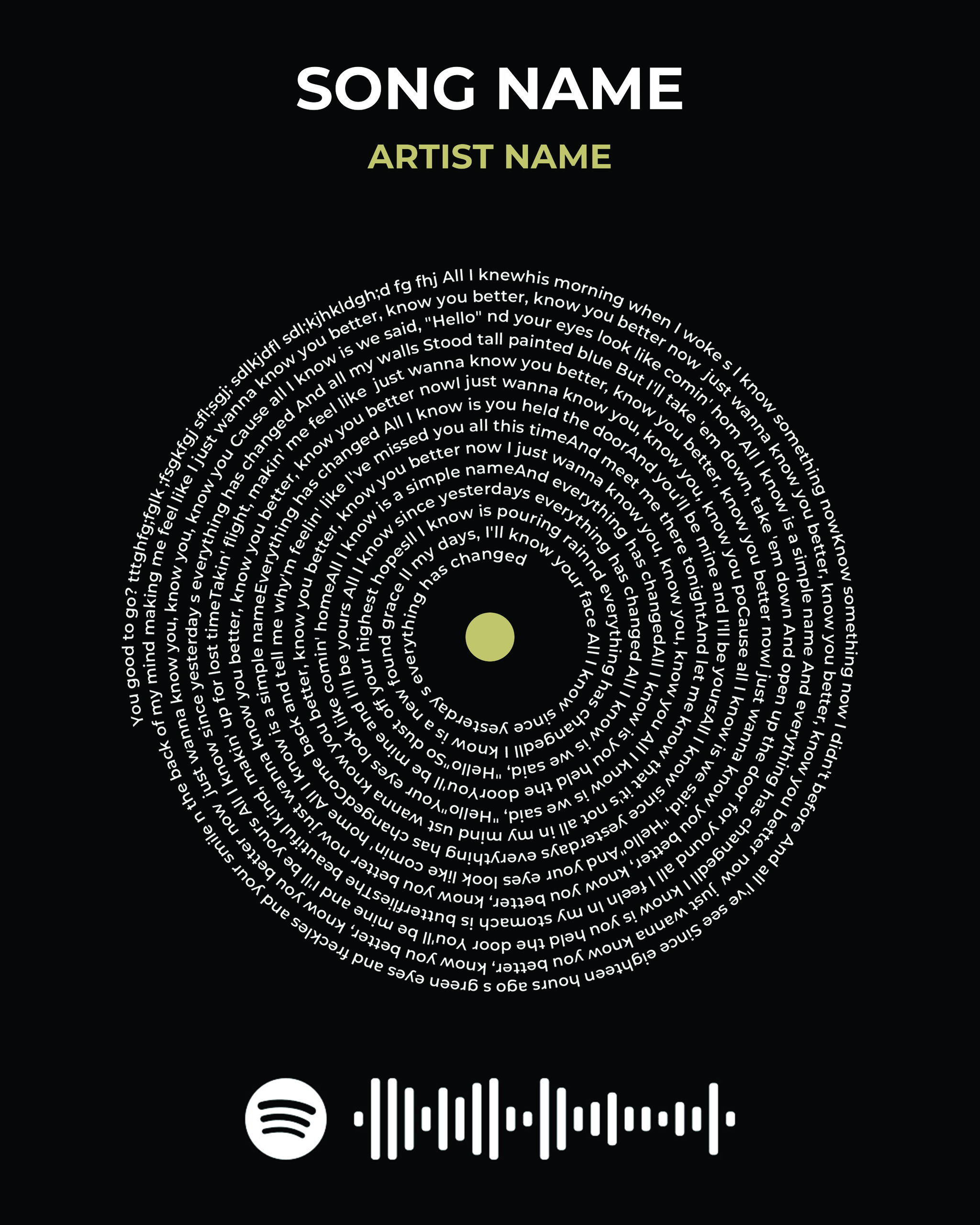 Custom Lyric Design poster - A1 (digital download)_3