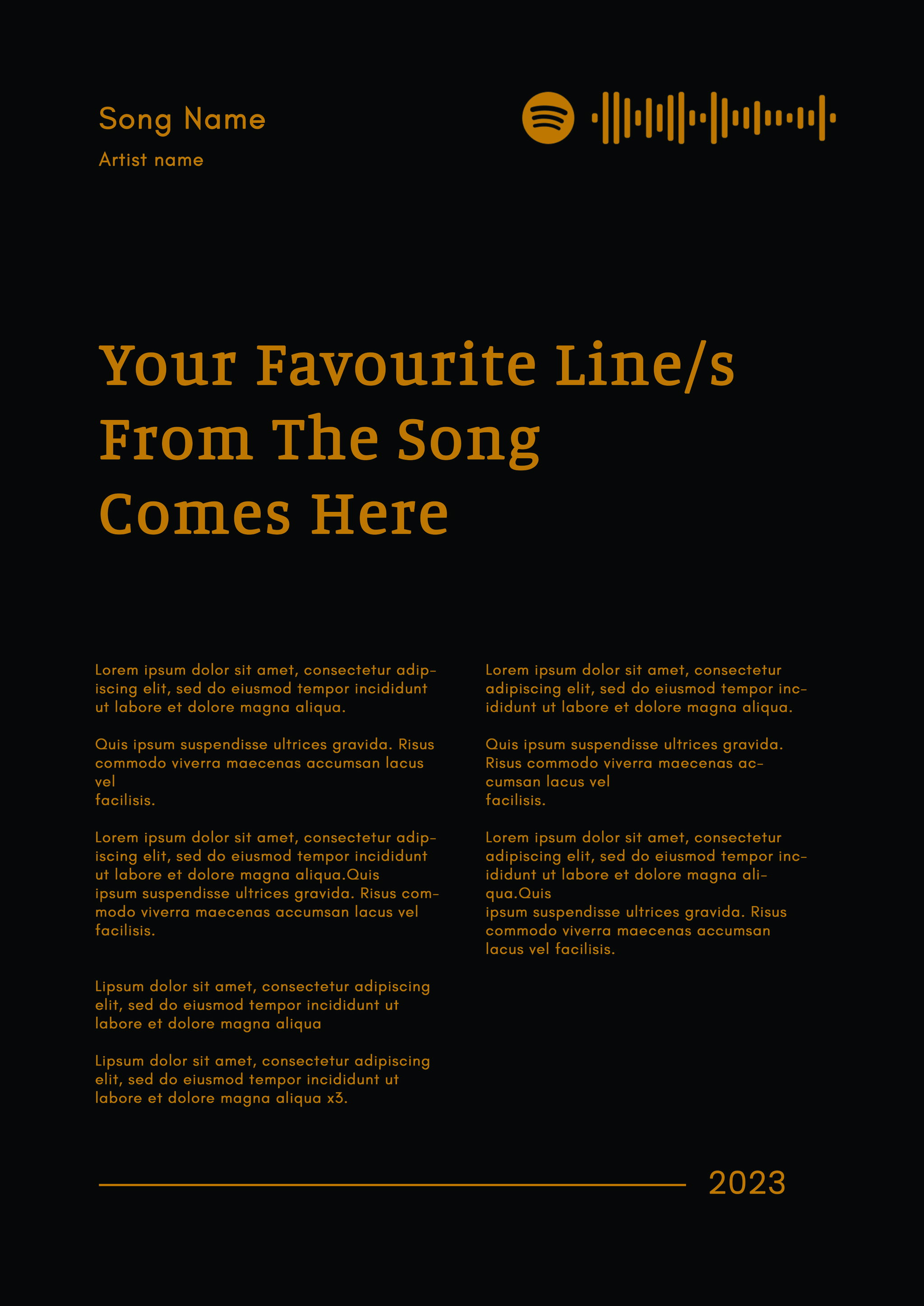 Custom Lyric Design poster #2 - A1 (digital download)_3
