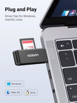 UGREEN SD Card Reader Portable USB 3.0 Micro SD Card Reader 5Gbps Memory Card Adapter for SD, Micro SD, SDXC, SDHC, RS-MMC, Micro SDXC, Micro SDHC, UHS-I for Mac, Windows, Linux, Chrome, PC, Laptop