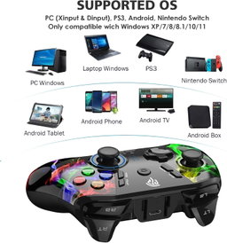 PC Wireless Controller, EasySMX Gaming Controller for Computer,Laptop,PS3,Android TV Box, Nintendo Switch and Tesla with Turbo, Dual Vibration and 4 Programmable Keys, Battery Up to 14 Hours