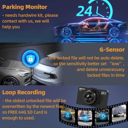 Dash Cam Front and Rear Camera, WiFi Dash Camera for Cars with 64G Card