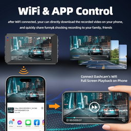 Dash Cam Front and Rear Camera, WiFi Dash Camera for Cars with 64G Card