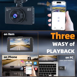 Dash Cam Front and Rear Camera, WiFi Dash Camera for Cars with 64G Card