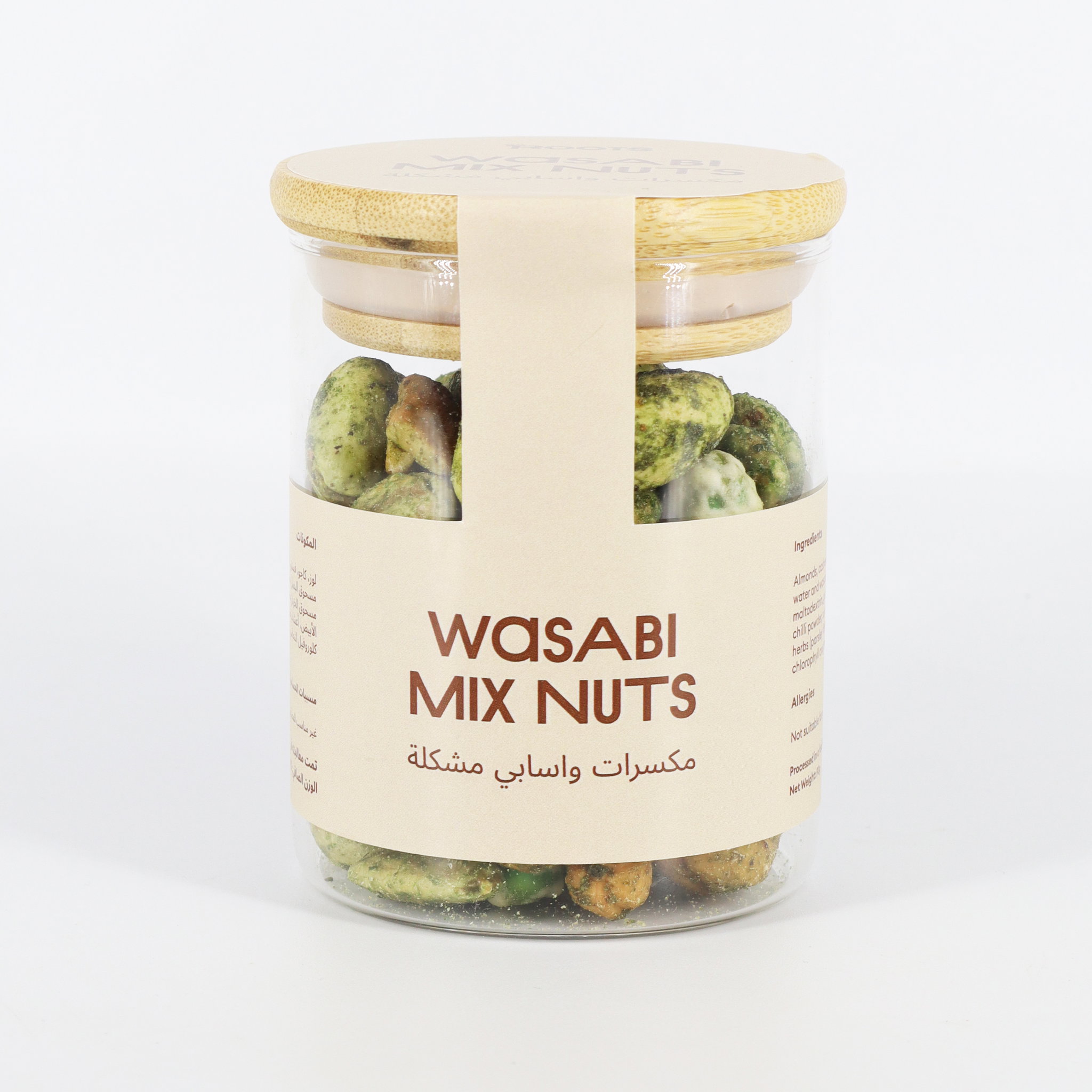 Roots Wasabi Mix Nuts Glass Jar 90g_0