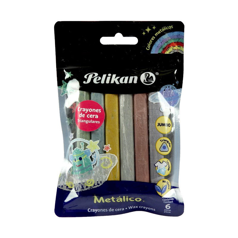 Crayon pelikan METALICO triangular jumbo 6pza._0