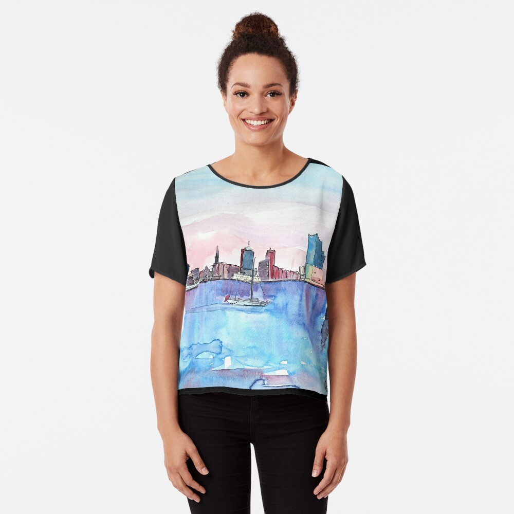 Hamburg Harbour Skyline And Elbe Philharmonic Hall Tri-blend T-Shirt_0