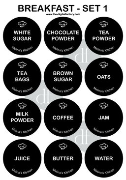 Home & Kitchen Labels 3cm Diameter (Choose any 6 Categories - 72pcs)