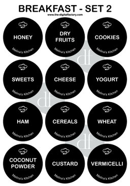 Home & Kitchen Labels 3cm Diameter (Choose any 6 Categories - 72pcs)