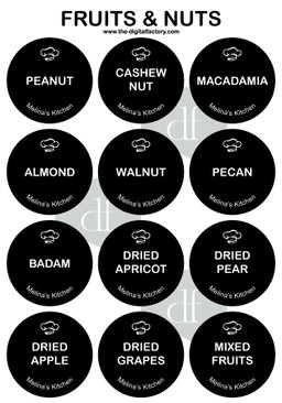 Home & Kitchen Labels 3cm Diameter (Choose any 6 Categories - 72pcs)