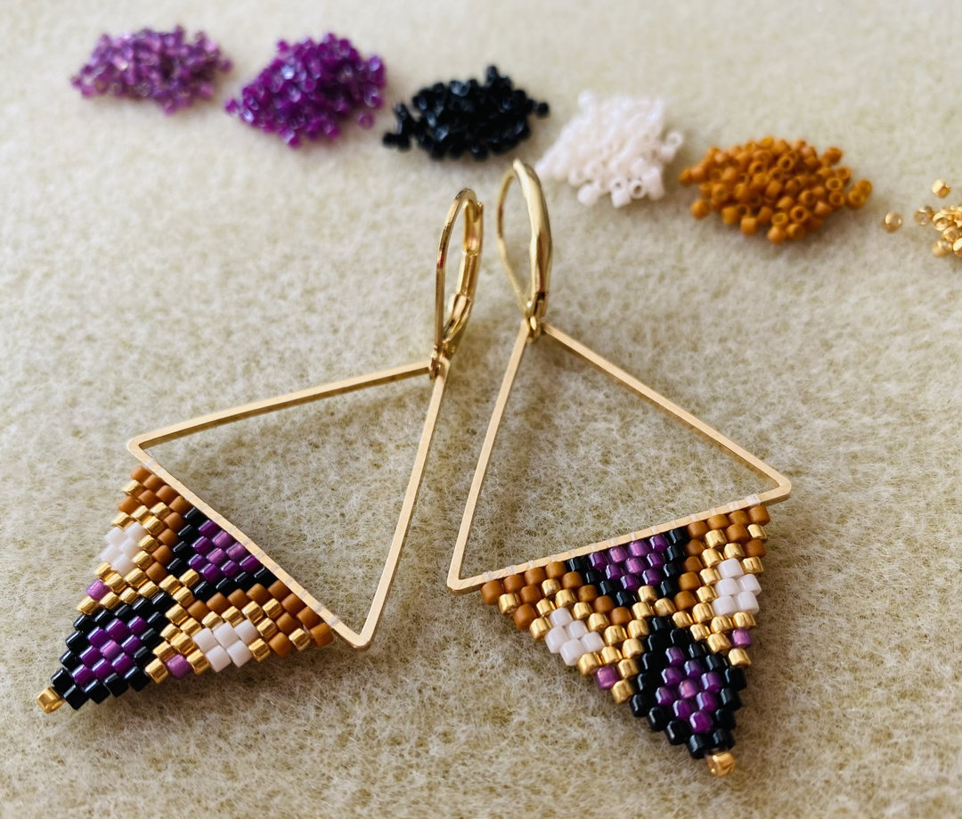Gold Aztec Earrings - Pumpkin Spice