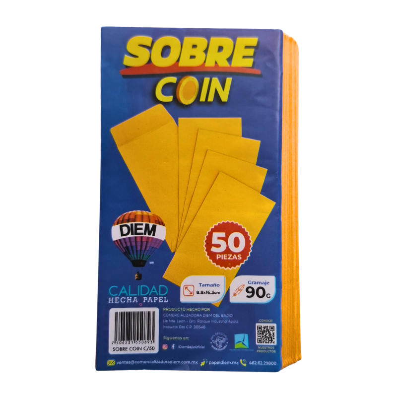 Sobre Coin para dinero 50pza.