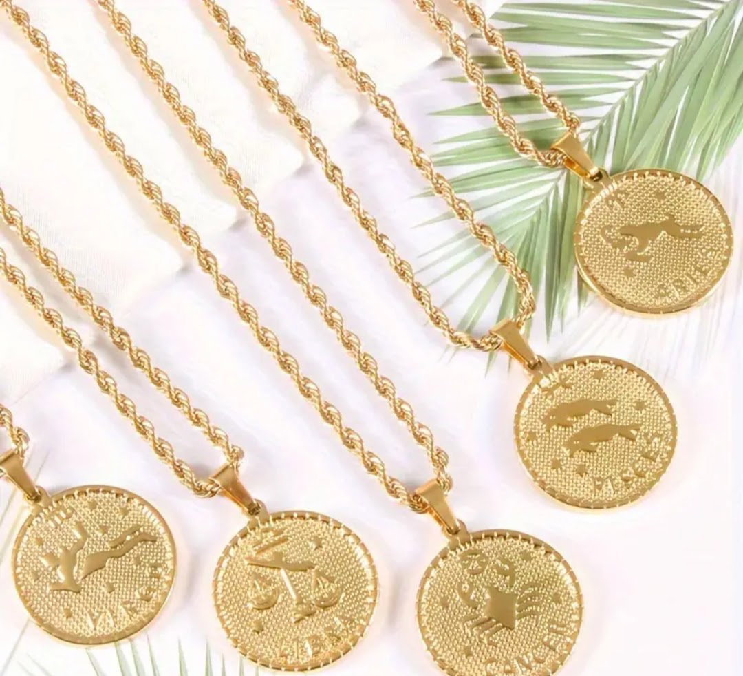 18k Gold Plated Zodiac Rope Chain Necklace