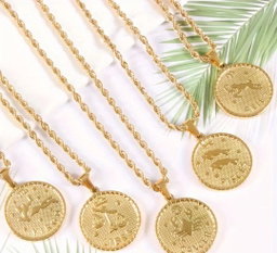 18k Gold Plated Zodiac Rope Chain Necklace 