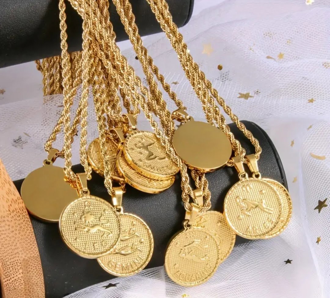 18k Gold Plated Zodiac Rope Chain Necklace _1