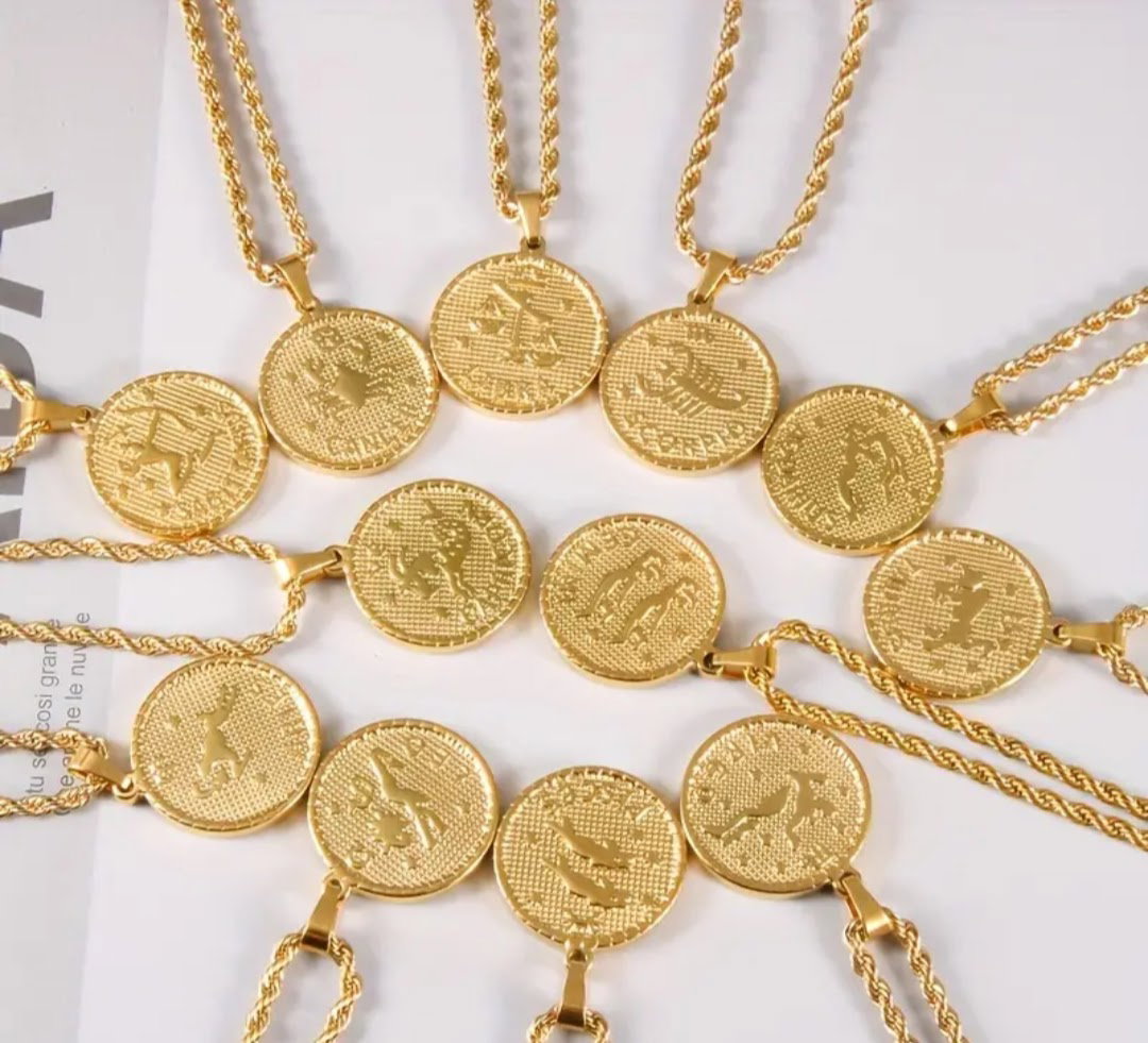 18k Gold Plated Zodiac Rope Chain Necklace _2