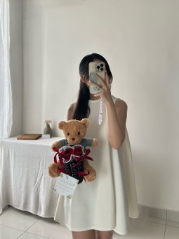 Bear With Soap Rose Round Bouquet