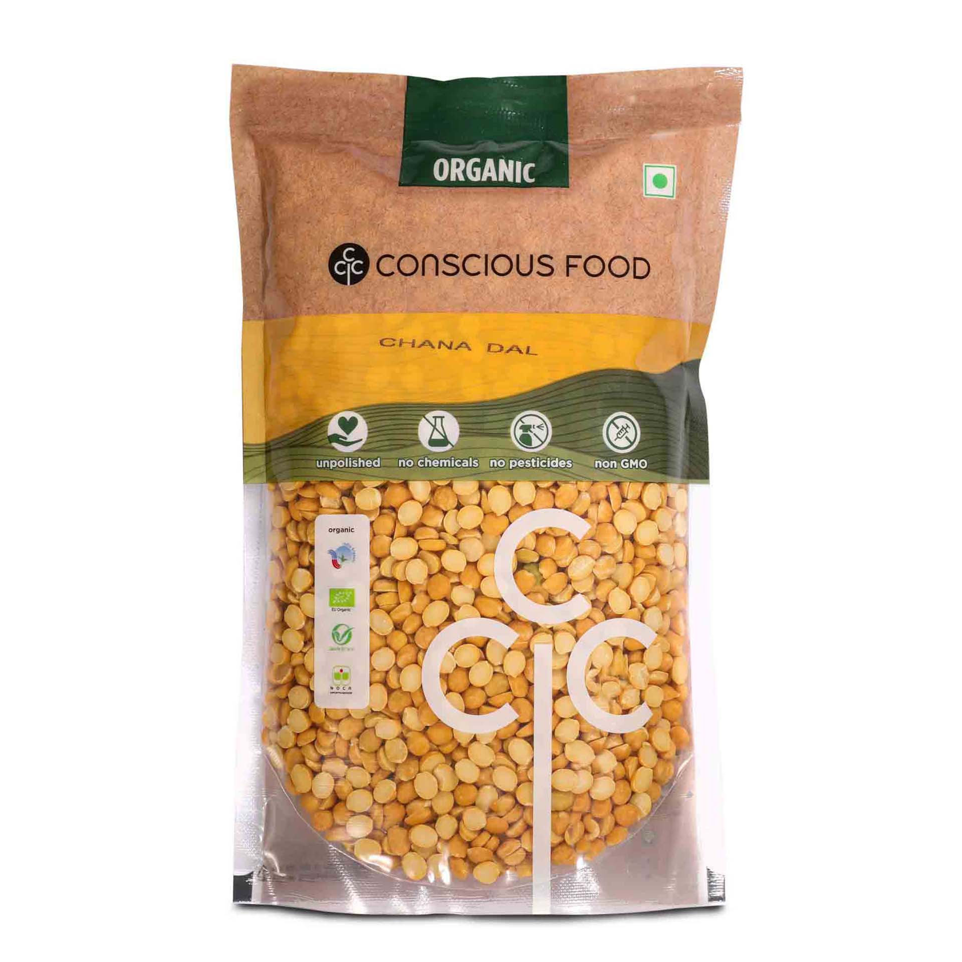 Conscious Food Organic Split Bengal Gram Chana Dal 500g_0