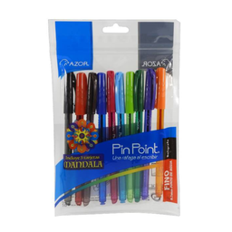Plumas Pin Point Punto Fino Colores C/10pza. 
