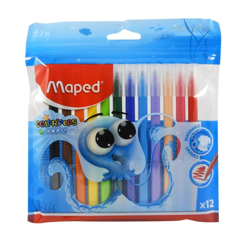 Plumones Maped Punta Fina 12pza._0